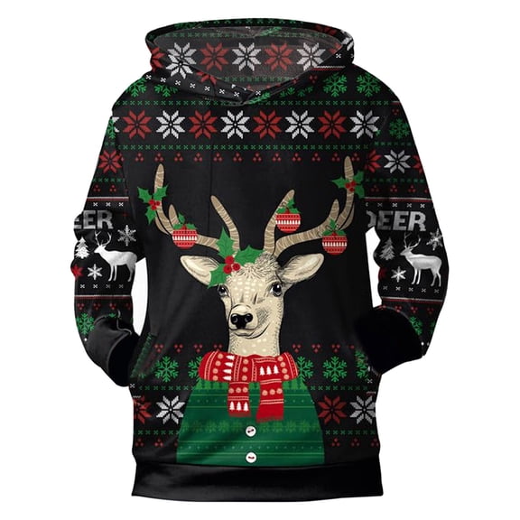 Wxolcjlv Boys Festive Christmas Cartoon Print Hoodie Warm Pullover Sweatshirt, Sizes 3-14