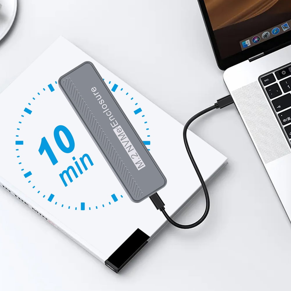 M.2 NVMe SSD Enclosure USB3.2 20Gbps Type-C SSD Enclosure for 2230/2242/2260/2280 NVME SSD M Key External Case Box,1 x 20Gbps M.2 NVMe Case 1 x TYPE-C to TYPE-C Cable,Gray
