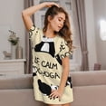 thumbnail image 3 of Sikiie Panda Doing Yoga Print Women's Short-sleeved Nightdress, Round Neck Pullover Nightdress Pajamas Summer Home Wear, 3 of 6