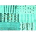 thumbnail image 1 of Ahgly Company Machine Washable Indoor Rectangle Patchwork Turquoise Blue Transitional Area Rugs, 2' x 5', 1 of 4