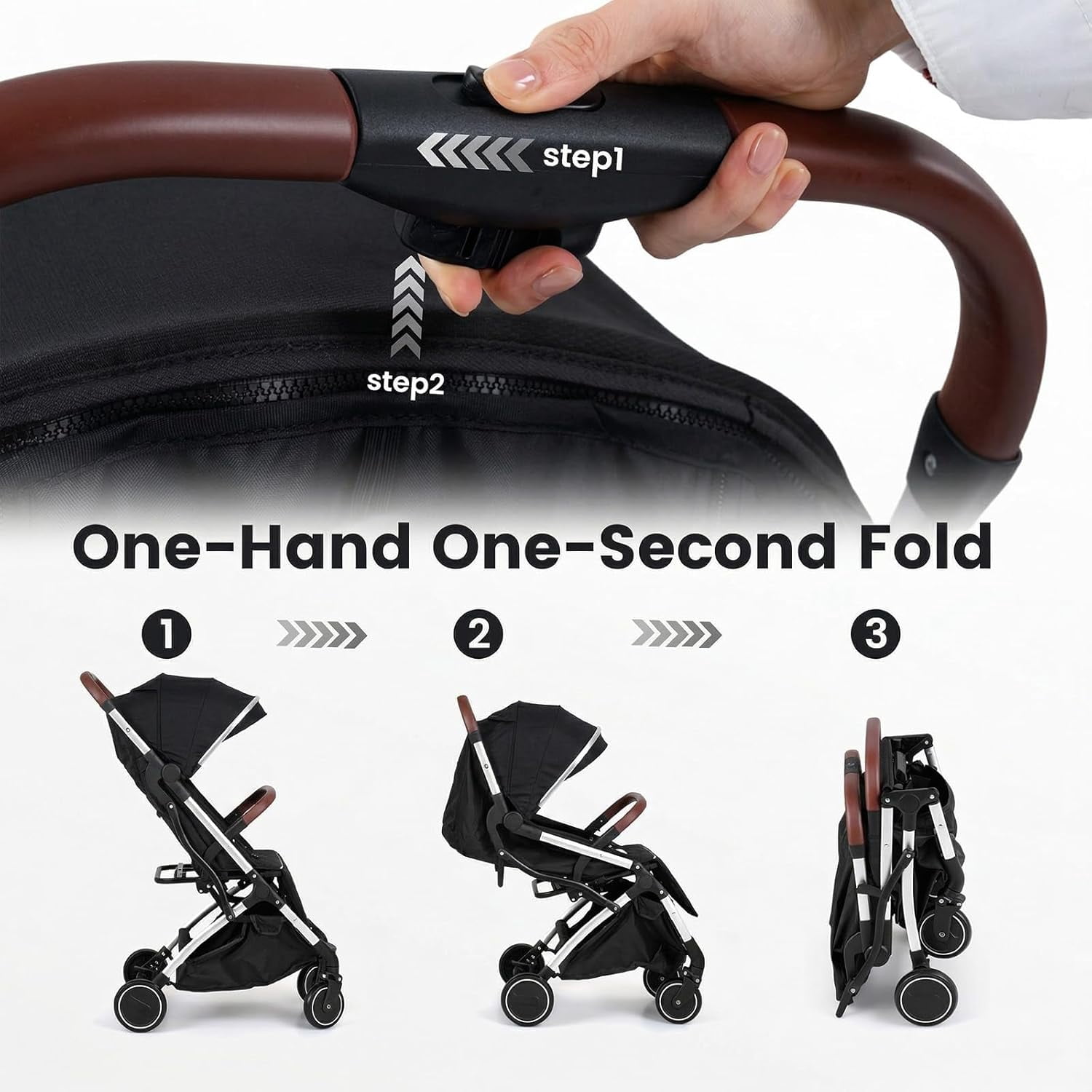 INFANS Travel Stroller, Lightweight Compact Baby Stroller for Airplane with One-Hand Fold, Multi-Position Recline, Canopy, 4 Wheel Suspension, Storage Basket