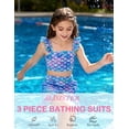 thumbnail image 4 of Aideaone Girls 3 Piece Swimsuit Tankini Bathing Suit with Cover Up Skirt Quick Dry tankini swimsuits for teens Beach Swimwear for 6-12 Years, 4 of 8