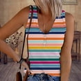 thumbnail image 2 of Lufly Tank Tops for Women Causal Button V-Neck Stripe Printing Blouse Sleeveless Elegant T-Shirt,Pink,M, 2 of 5