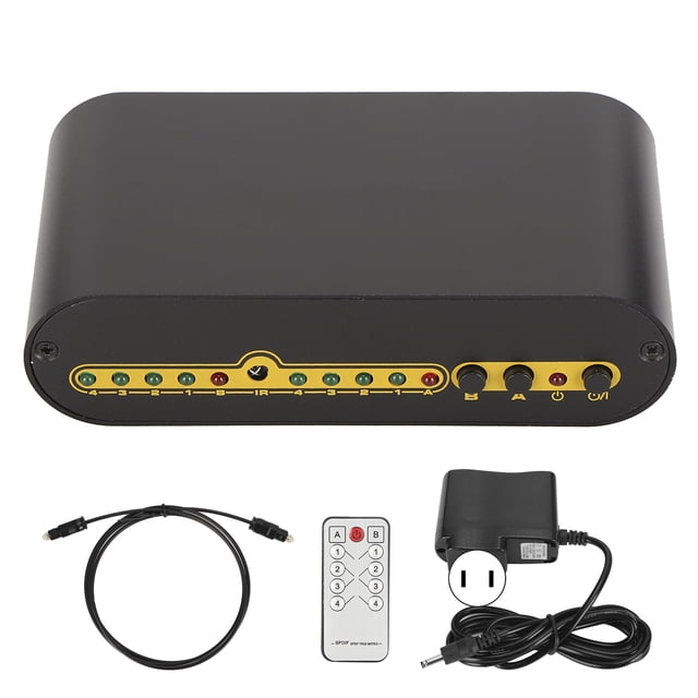 SPDIF Digital Optical Audio Matrix 4x2 Switch Switcher Splitter con control remoto 100-240V