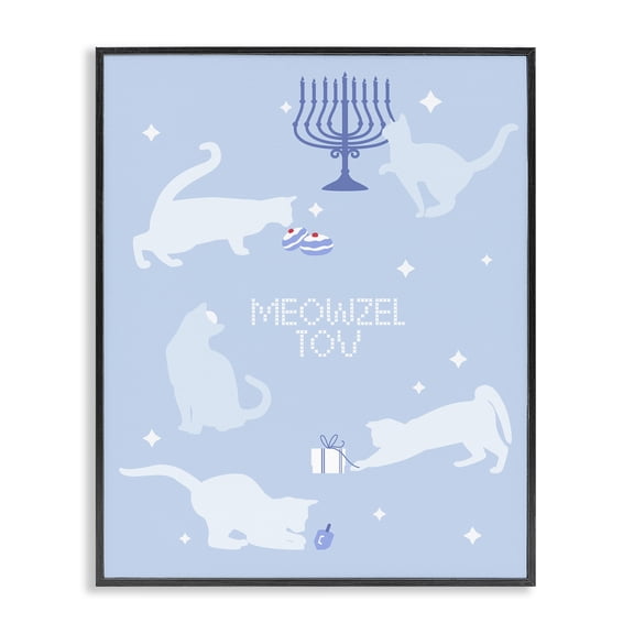 Stupell Industries Meowzel Tov Seasonal Cats Animals Painting Black Framed Art Print Wall Art, 11 x 14