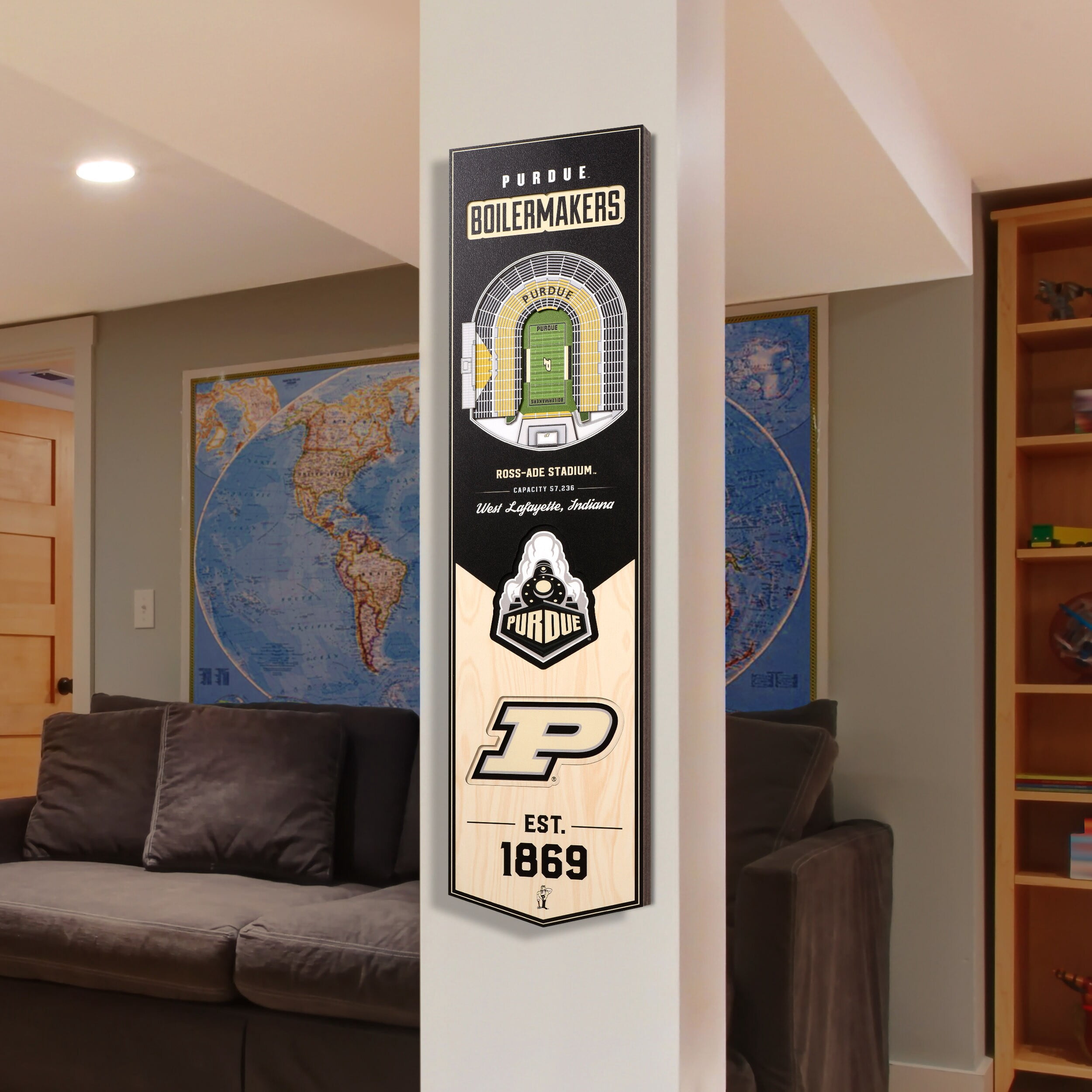 Purdue Boilermakers 8'' x 32'' 3D StadiumView Team Banner