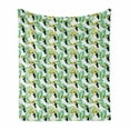 thumbnail image 1 of Tropical Soft Flannel Fleece Blanket, Pattern of Exotic Birds on Coconut Palm Tree Branches Summer Foliage, Cozy Plush for Indoor and Outdoor Use, 50" x 60", Green and Charcoal Grey, by Ambesonne, 1 of 5