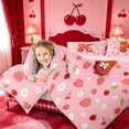 thumbnail image 3 of meiyoeat Cute Strawberry Daisy Full Size Comforter Sets,Kids Personalized Initial Alphabet K Bedding Comforter Set For Girl,Pink Reversible,3-Piece,1 Comforter and 2 Pillowcases, 3 of 7