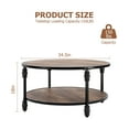 thumbnail image 2 of Round Rustic Coffee Table with Storage Shelf, 34.5" Wood Circle Center Table with Sturdy Metal Legs for Living Room, 2 of 8