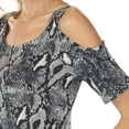 thumbnail image 5 of White Mark Short Sleeve Cold Shoulder Snake Print Tunic Top, Women's, S-XL, 5 of 6