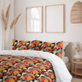 thumbnail image 2 of Ambesonne Floral Down Alternative Quilt Comforter, Pattern of Realistic Flowers, King, Marigold Ivory and Aqua, 2 of 5