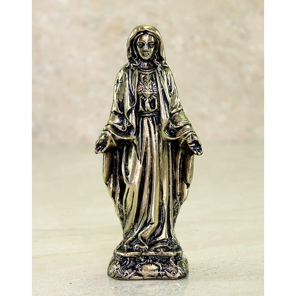 eSplanade Brass Mother Mary Statue Spiritual Idols - 5.75 inches | Religious Statues | Holy Statue of Christians