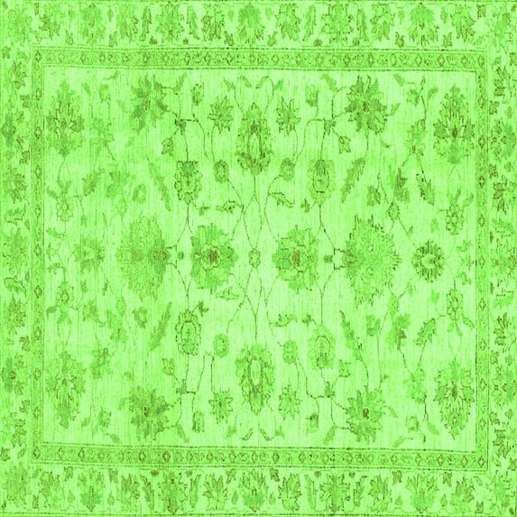 Ahgly Company Indoor Square Oriental Green Traditional Area Rugs, 4' Square