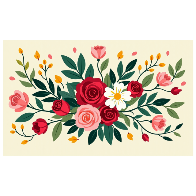 Colorful Floral Illustration Banner Garden Background Backdrop Birthday Party Wedding Celebration Photography Props Spring Decor Botanical Elements