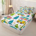 thumbnail image 3 of Homewish Colorful Retro RV Car Tent Zipper Full Size Comforter Sets with Fitted Sheet and 2 Pillowcases, Rainbow Pine Zipper Bedding Set for Boys and Girls, Reversible, 4pcs, 3 of 6