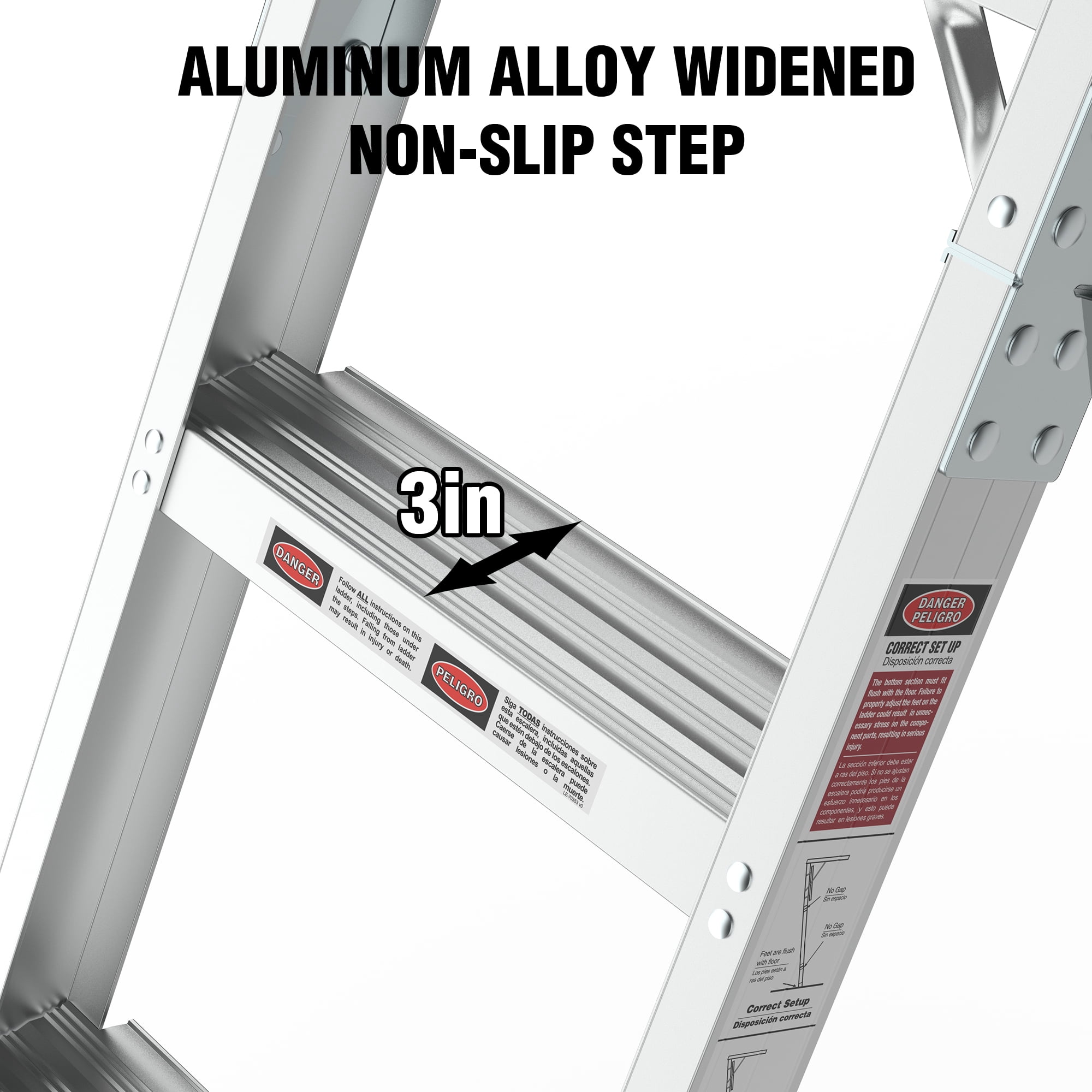 Pull-Down Aluminum Attic Ladder with Insulation Cover and Zippered Seal, 22.5x54 Inch Opening Folding Stair for Ceiling Heights 7'8" to 10'3", Silver