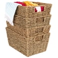thumbnail image 1 of Best Choice Products Juego rústico de 4 cestas de almacenamiento apilables multiusos de pasto marino, bolsas organizadoras de lavandería tejidas a mano para estantes de dormitorio y sala de estar, des, 1 of 1