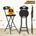 Lavish home black steel padded seats folding bar stools 24 in set of 2