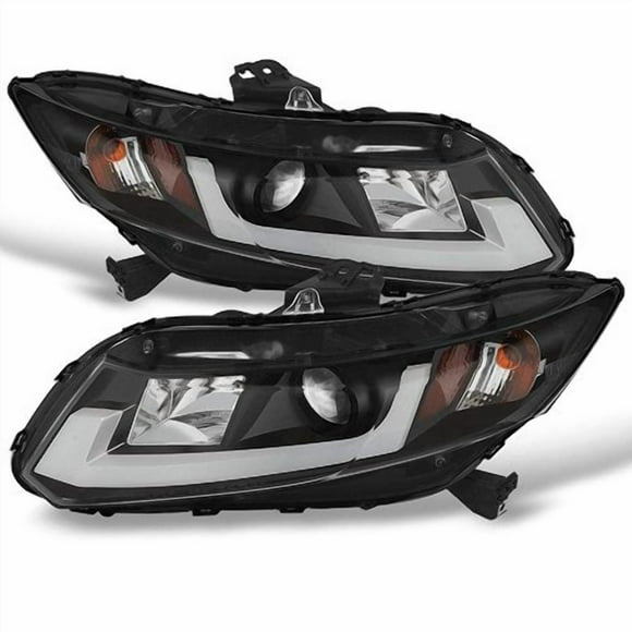 ACANII - For 2012-2015 Honda Civic Sedan 12-13 Coupe LED DRL Tube Projector Headlights Headlamps Driver & Passenge Side