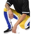 thumbnail image 5 of Ma Croix Mens Stripe Track Pants Three Tone Color Block Skinny Fit Stretch Casual Elastic Athletic Training Slim Joggers, 5 of 6