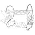 thumbnail image 4 of PENGXIANG S Type Double-layer Dish Drying Rack Metal Bowl Shelf with Utensil Holder Tableware Storage Stand with Bottle Holder for Home Kitchen Counter, 4 of 9