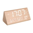 thumbnail image 3 of Reloj despertador digital para dormitorio, reloj despertador con pantalla LED digital de temperatura y fecha. Color madera, 3 of 9