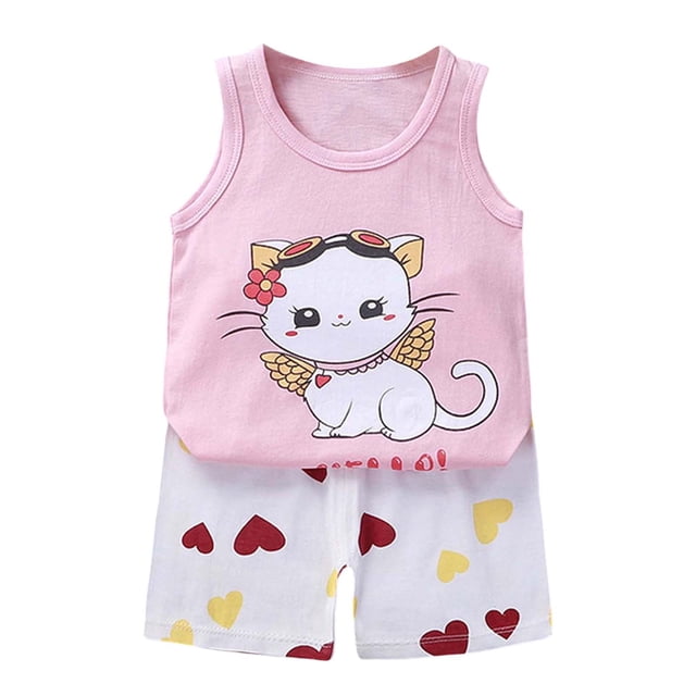 Hiiyo Infant Boys Summer Outfits Cartoon Animals Print Tank Top + Shorts Set, Sizes 1-6