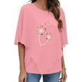 thumbnail image 3 of USSUMA T-Shirts for Women Trendy Dandelion Print Flowy Women's Shirts and Blouses 3/4 Sleeve Women Tops Dressy Casual Summer Double-Layered Chiffon Poncho Graphic Round Neck Plus Tunics Beach, 3 of 6