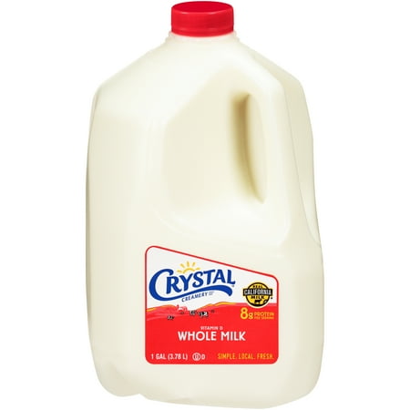 Crystal Creamery, Real California Milk, Whole Vitamin D, Gluten Free Milk, Plastic Jug, Gallon128 fl oz