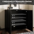 thumbnail image 3 of Wiilayok 31.5" Fluted Buffet Sideboard Cabinet with Unique Pop-up Doors & Adjustable Shelves, Modern Console Storage for Living Room, Dining Room, Kitchen, Hallway （Black Gray）, 3 of 7
