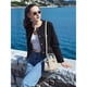 thumbnail image 5 of Chaqueta Blazer Corta para Mujer, Sin Cuello, con Botones, Estilo Casual de Negocios, Ideal para Otoño e Invierno. Negro XS, 5 of 9