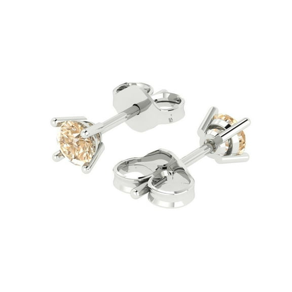 0.2 Ct Round Cut Studs Natural Morganite 14K White Solid Solid Gold Everyday Dainty Earrings Push Back