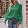 thumbnail image 4 of Annhoo Fall Tops for Women 2025 Puff Long Sleeve Casual V Neck Eyelet Blouses Trendy Cutout Going out T Shirts, 4 of 6