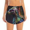 thumbnail image 2 of Picia Dragon with Colorful Tail Pattern Women's 2 in 1 Athletic Running Shorts High Waisted Workout Casual Gym Sweat Shorts with Comfy Liner Zipper Pockets-Medium, 2 of 9
