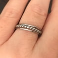 thumbnail image 4 of Stainless Steel Silver Thin Stacking Ring Set of 3 Plain Round and Textured - Size 9, 4 of 6