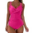 thumbnail image 1 of Gubotare Womens Quick Dry One Piece Swimsuit One Shoulder Ruffle Bathing Suit Adjustable Swimwear,Hot Pink L, 1 of 5