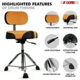 thumbnail image 4 of 5 Core Drum Throne w Backrest 4" Padded Stool Airlift 25" Adjustable Drummer Stool 441Lb Capacity, 4 of 13