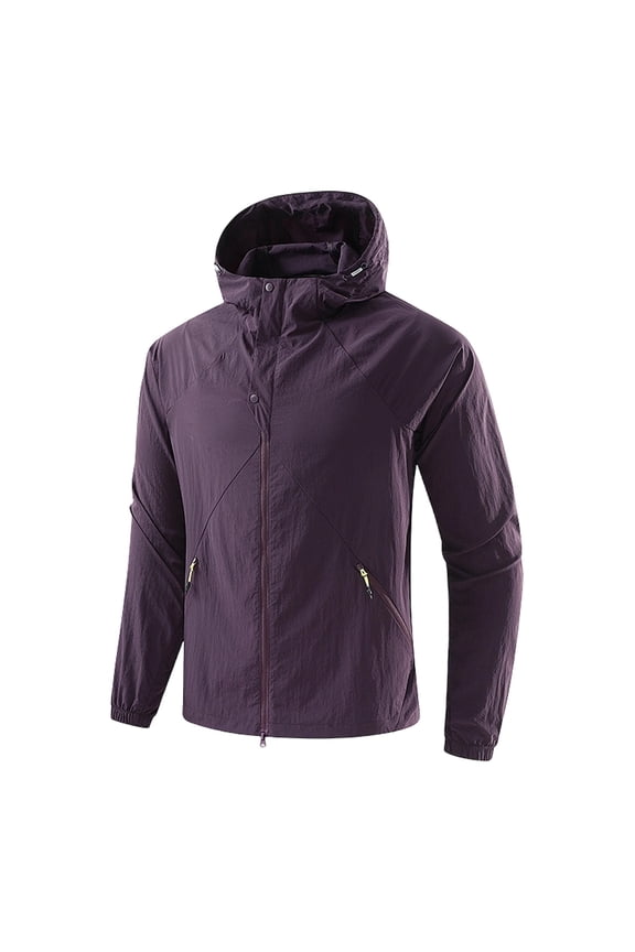 Men's Solid Color Long Sleeve Hooded Zipper Cardigan, Lightweight Ice Silk Sunscreen Jacket for Casual Outdoor Wear