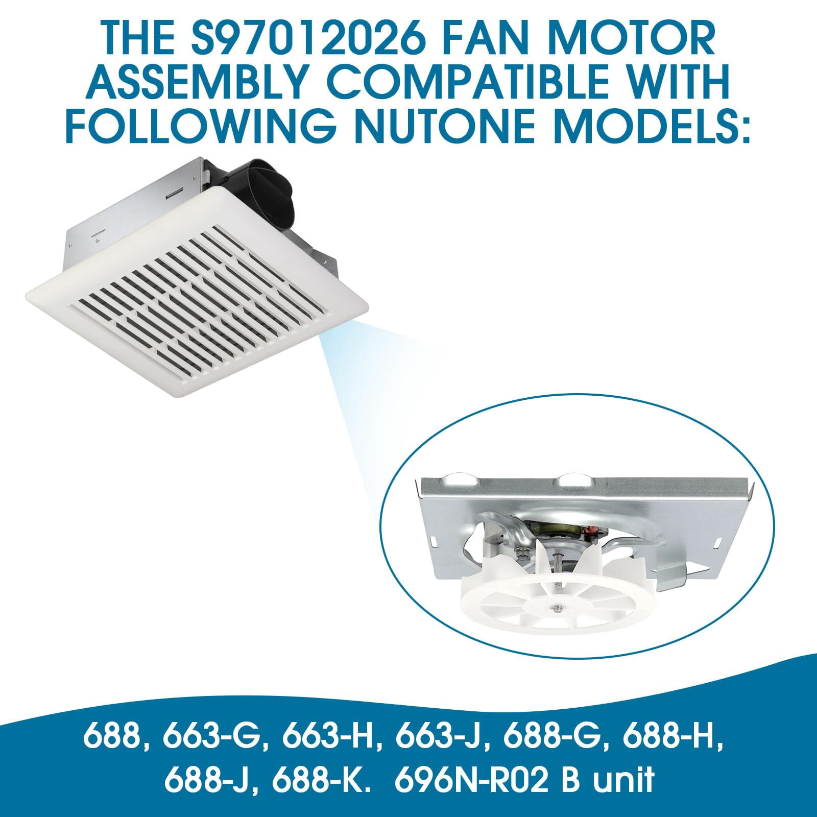 696n-r02 B Unit&replacement C350gn Grille For Broan-nutone 688 696n 670  671 689 695 696mfg 663 Bathroom Cover With Springs Nutone 695 Ventilation Fan Bath Motor Kit