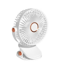 ChicYu Double Power Clip Fan USB Battery Operated Portable Bedside Desktop Air Circulator,Rotatable Mini Fan for Dormitory Office Study Table White