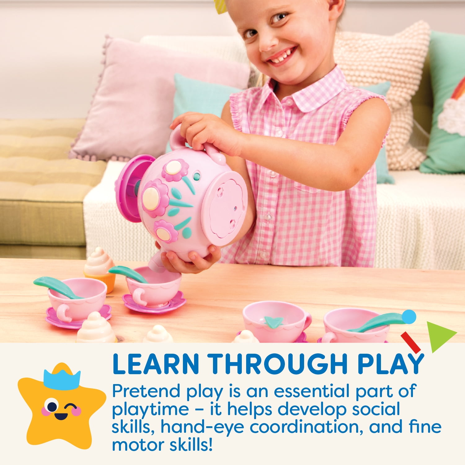 Battat La Dida Musical Tea Party Set with Cups  Cupcakes, Toddler and Preschool Toys