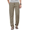 thumbnail image 2 of ZHENWEI Mens Cotton Linen Drawstring Pants Elastic Waist Casual Jogger Yoga Pants, 2 of 7
