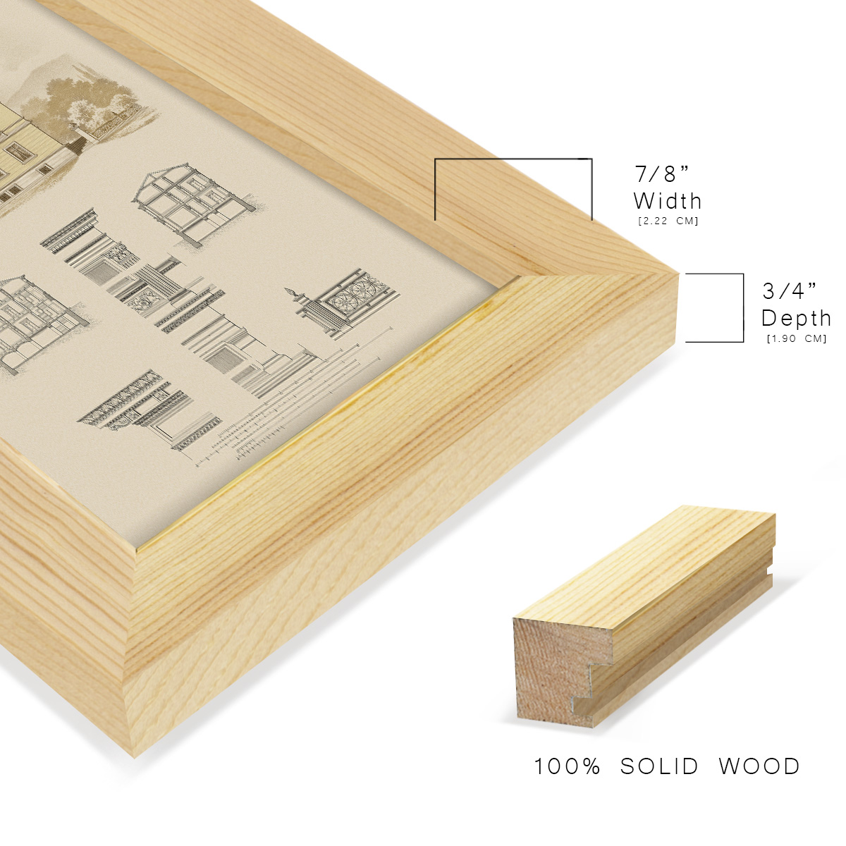 Estate and Plan II -Framed Print w/glass-Natural Wood