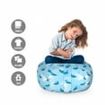 thumbnail image 2 of Duck Storage Toy Bag Chair, Rhythmic Duckies Waterfowls with Sketch Style Waves Illustration Pattern, Stuffed Animal Organizer Washable Bag, Small Size, Pale Sky Blue and White, by Ambesonne, 2 of 3