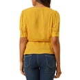 thumbnail image 3 of INSPIRE CHIC Women's Dots Print Tie Waist Ruffle Hem V Neck Wrap Peplum Tops, 3 of 7