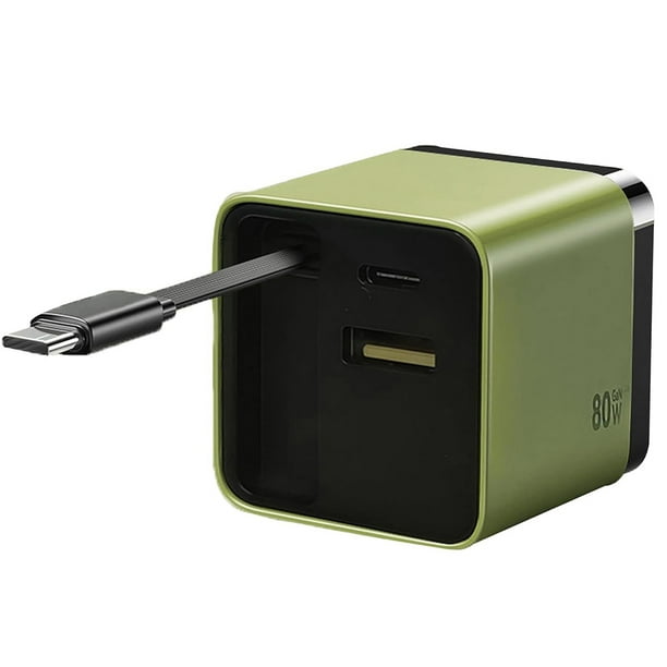 3 en 1 Cargador Ganador Con Cable Tipo C 2 Puertos USB para Teléfonos Inteligentes Laptops () Verde