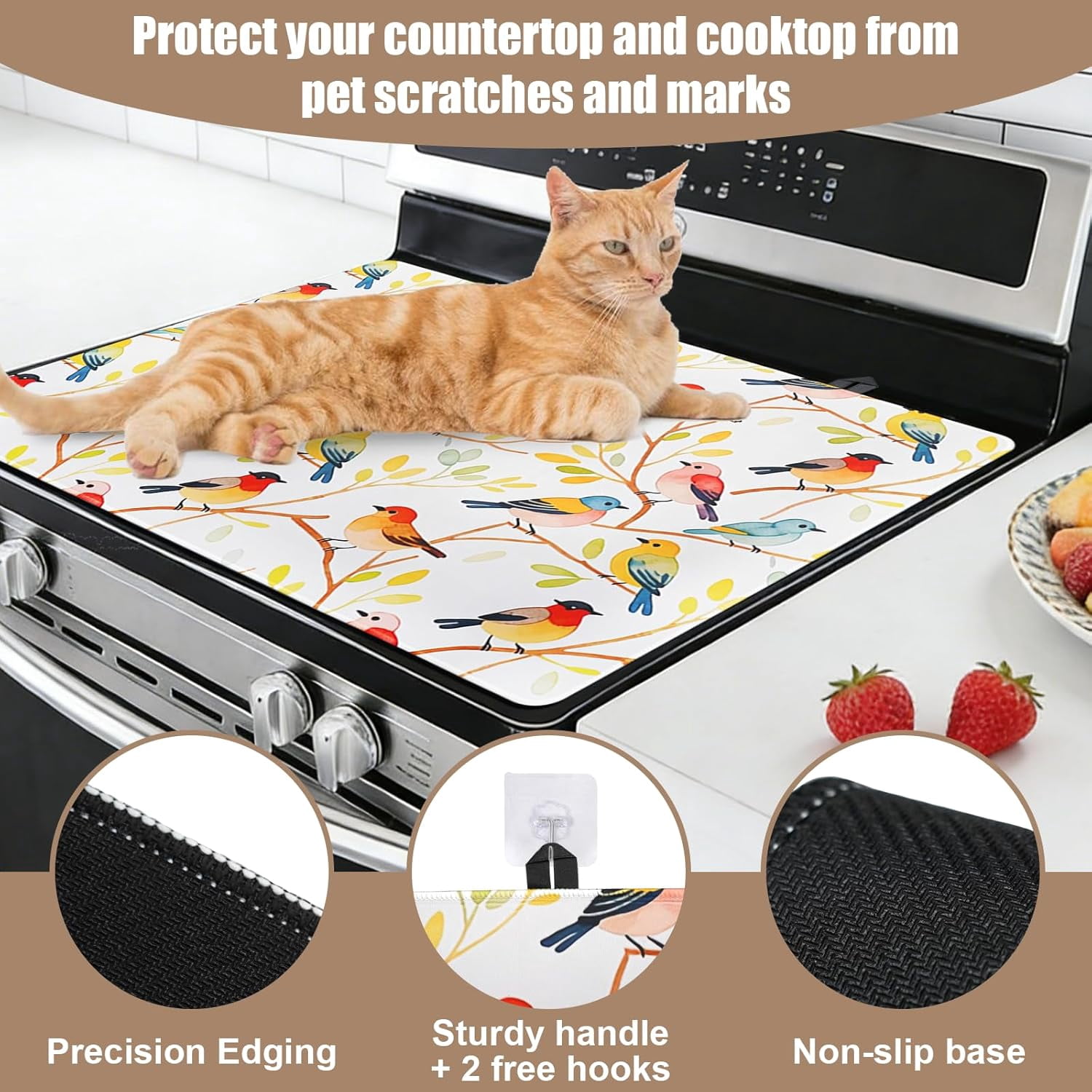 Stove Top Covers for Electric Stove, Glass Cooktop Protector Heat Resistant Stovetop Mat for Kitchen Decor 28 x 20 Inch