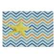 thumbnail image 1 of Marine Cutting Board, Modern Nautical Themed Abstract Graphic of Starfish on Blue and Orange Chevrons, Decorative Tempered Glass Cutting and Serving Board, in 3 Sizes, by Ambesonne, 1 of 2