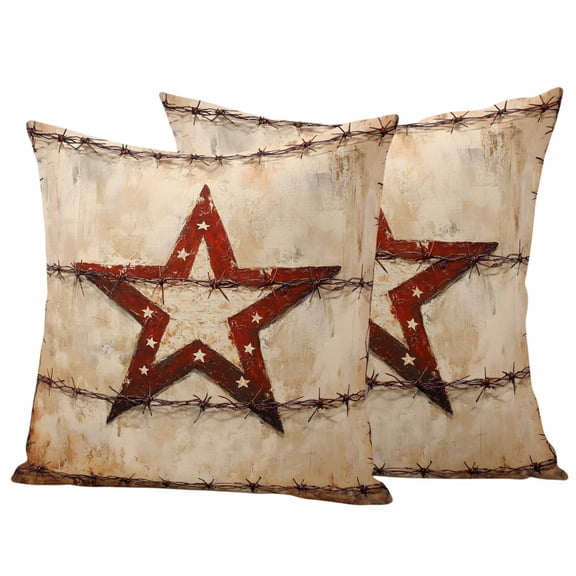 Texas Star Western Outdoor Waterproof Pillow Covers, Country Retro Vintage Decorative Square Throw Pillowcase Sofa Cushion Sham for Patio/Couch/Chair, 18"x18" 2 Pack