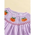 thumbnail image 5 of Miaouyo Baby Halloween Fall Romper Pumpkin Embroidered Plaid Short Sleeve Round Neck Ruffled Jumpsuits, 5 of 9